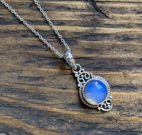 Opalite Vintage Scroll Pendant Necklace