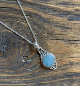 Aquamarine Vintage Scroll Pendant Necklace