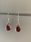 Sterling Silver Boho Teardrop Red Garnet Earrings by Springwaves