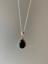 Black Sunburst Teardrop Necklace