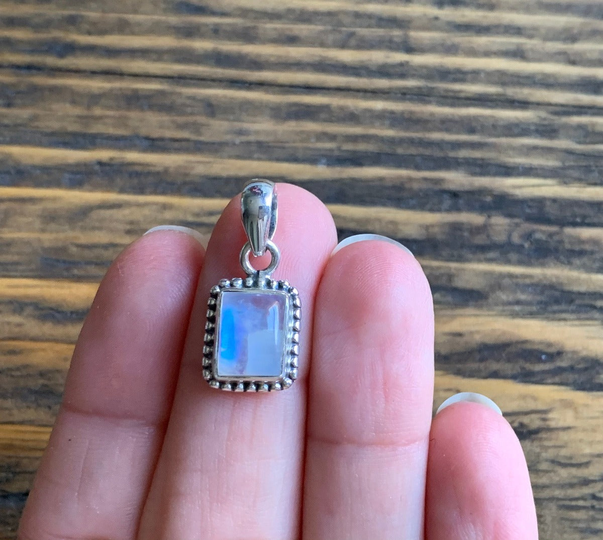 Delicate Boho Silver Square Moonstone Necklace by Springwaves