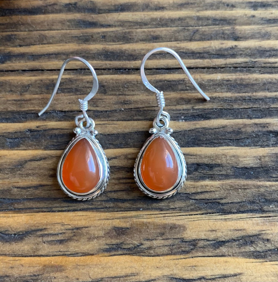 Sterling Silver Carnelian Teardrop Earrings by Springwaves
