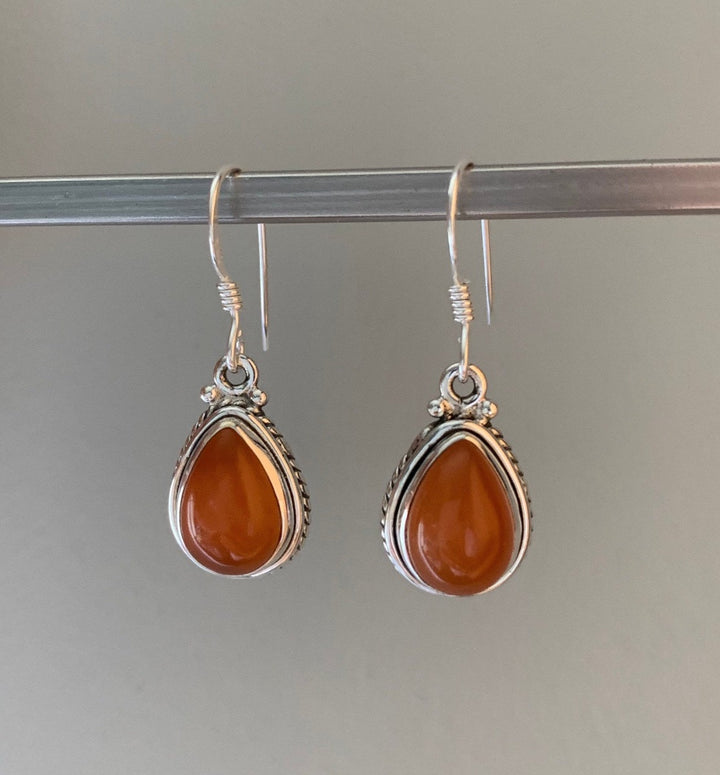 Sterling Silver Carnelian Teardrop Earrings