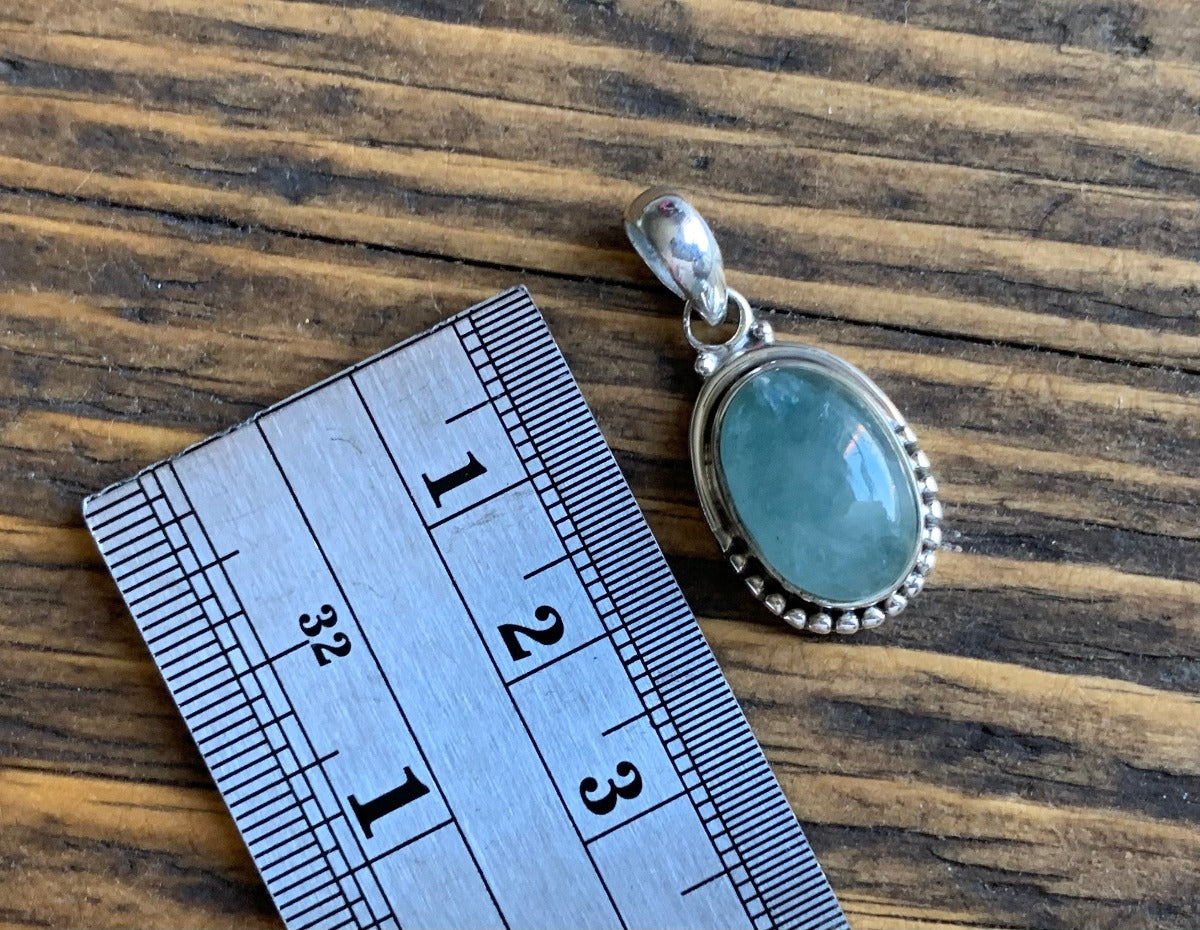 Sterling Silver Oval Aquamarine Necklace by Springwaves