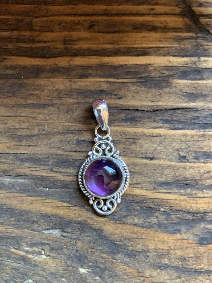 Amethyst Dainty Elegant Flower Pendant Necklace by Springwaves