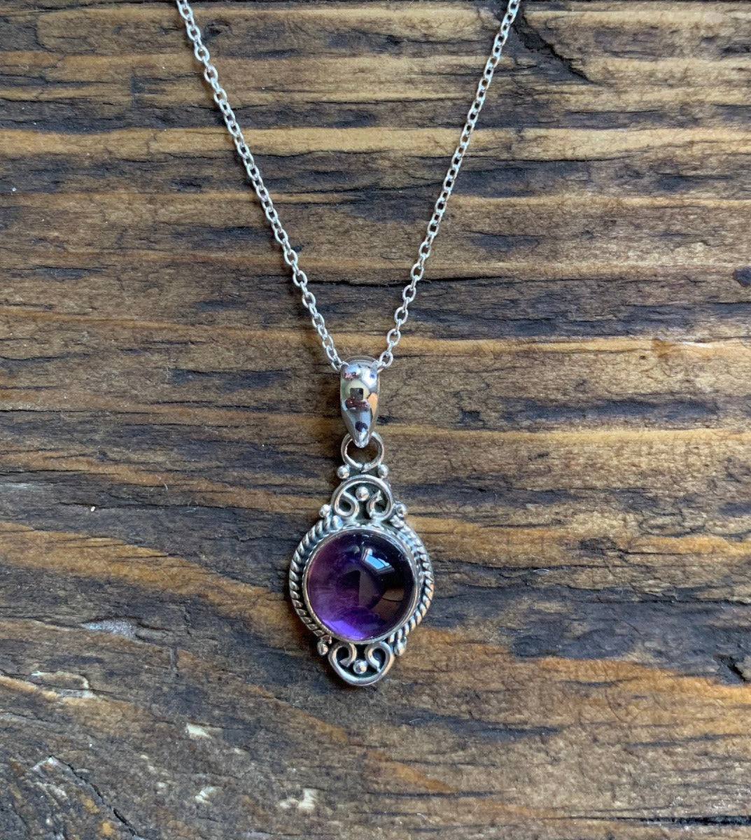 Amethyst Dainty Elegant Flower Pendant Necklace by Springwaves