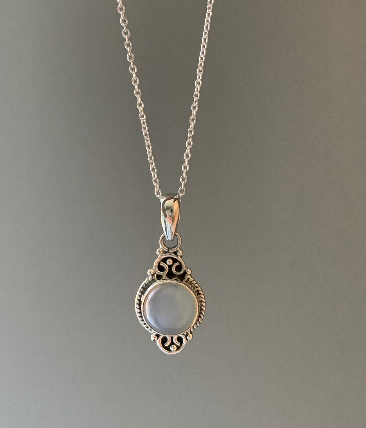 Opalite Dainty Elegant Flower Pendant Necklace by Springwaves