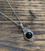 Black Onyx Dainty Elegant Flower Pendant Necklace by Springwaves