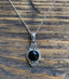Black Onyx Dainty Elegant Flower Pendant Necklace by Springwaves