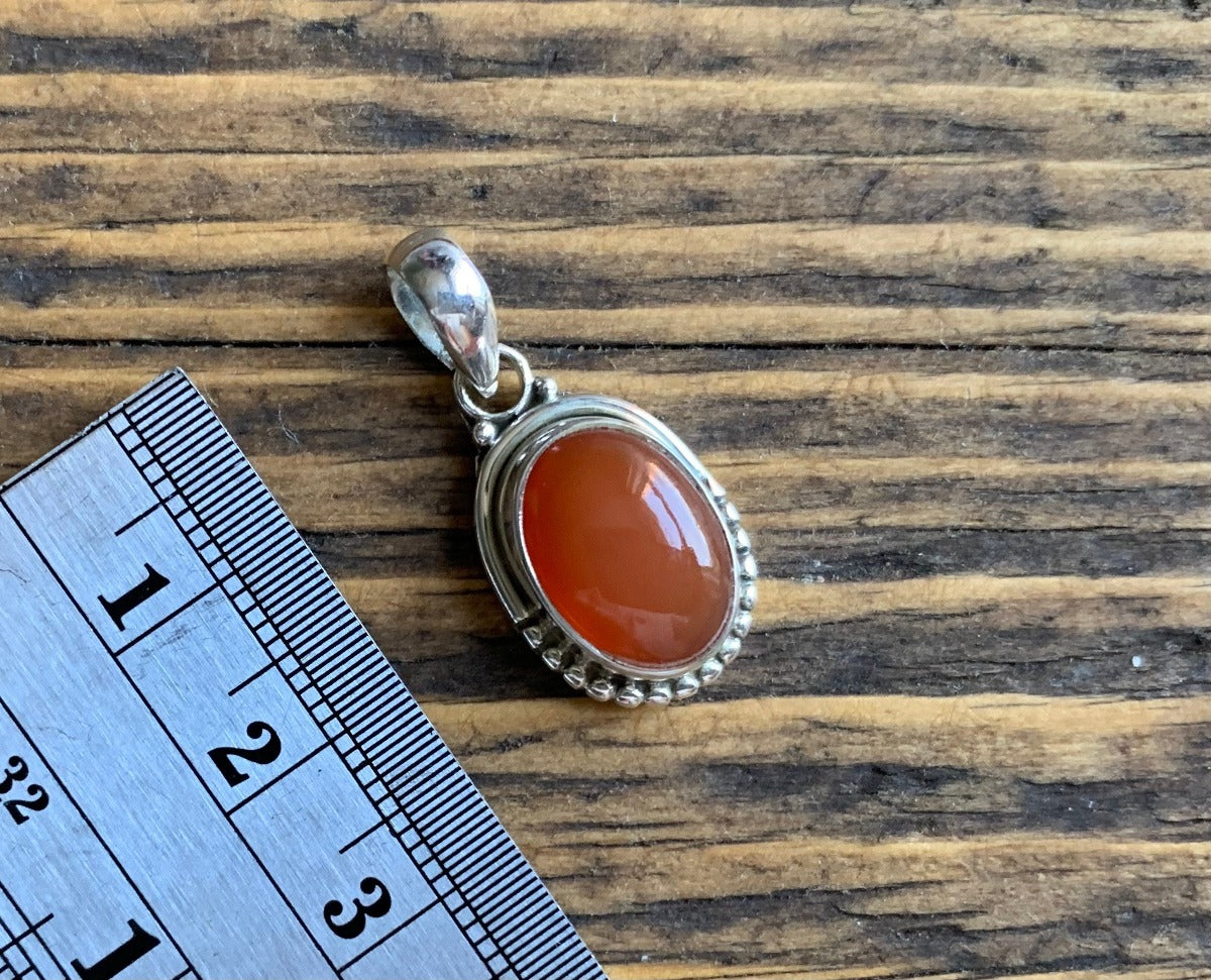 Sterling Silver Oval Carnelian Necklace by Springwaves