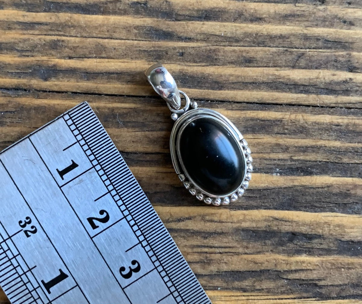 Sterling Silver Oval Black Onyx Necklace by Springwaves