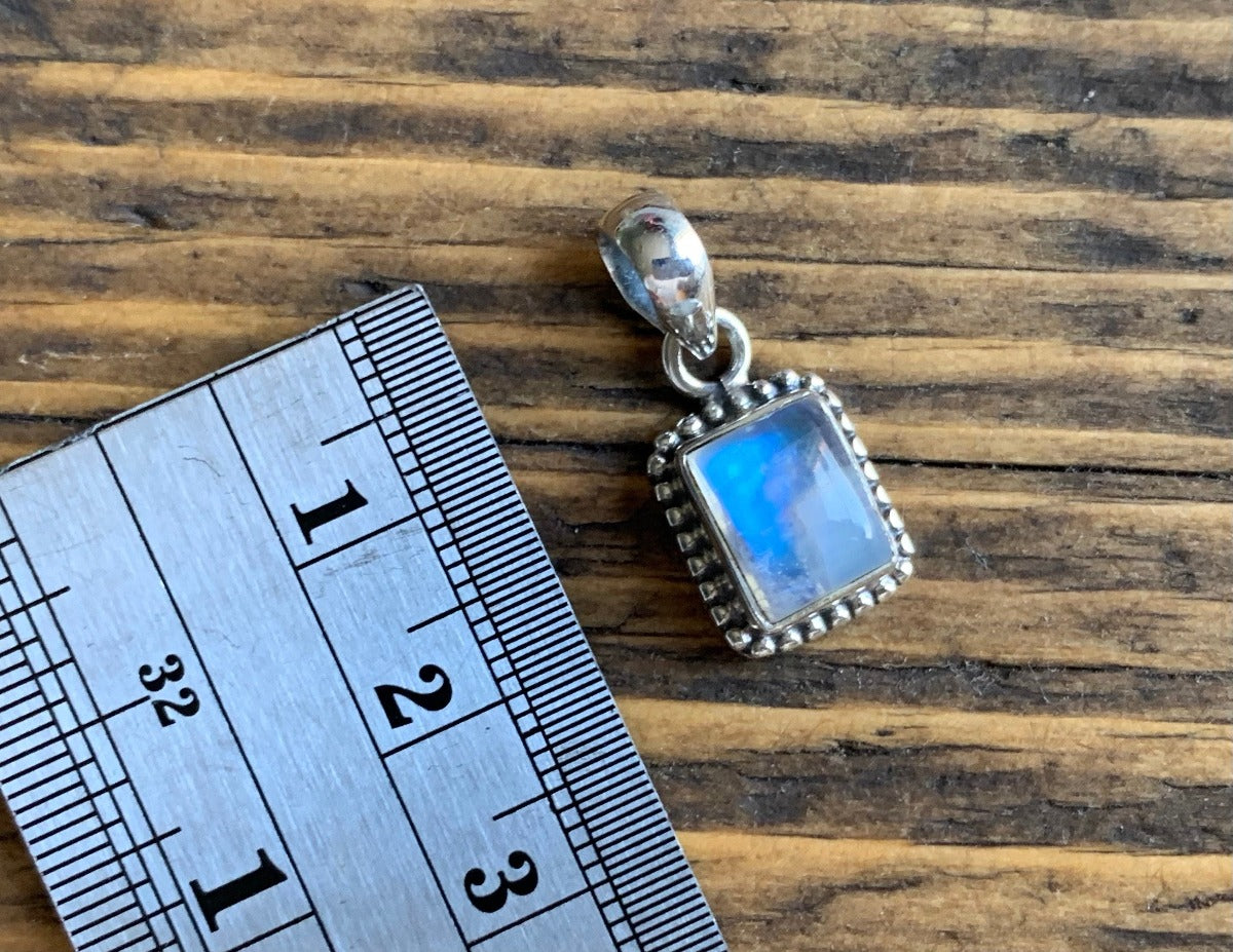 Delicate Boho Silver Square Moonstone Necklace by Springwaves