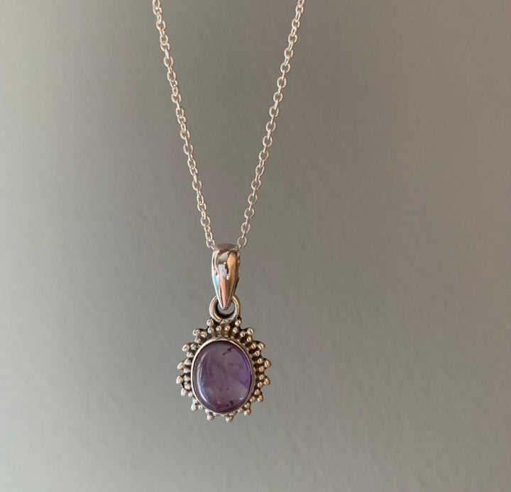 Amethyst Sunburst Oval Necklace