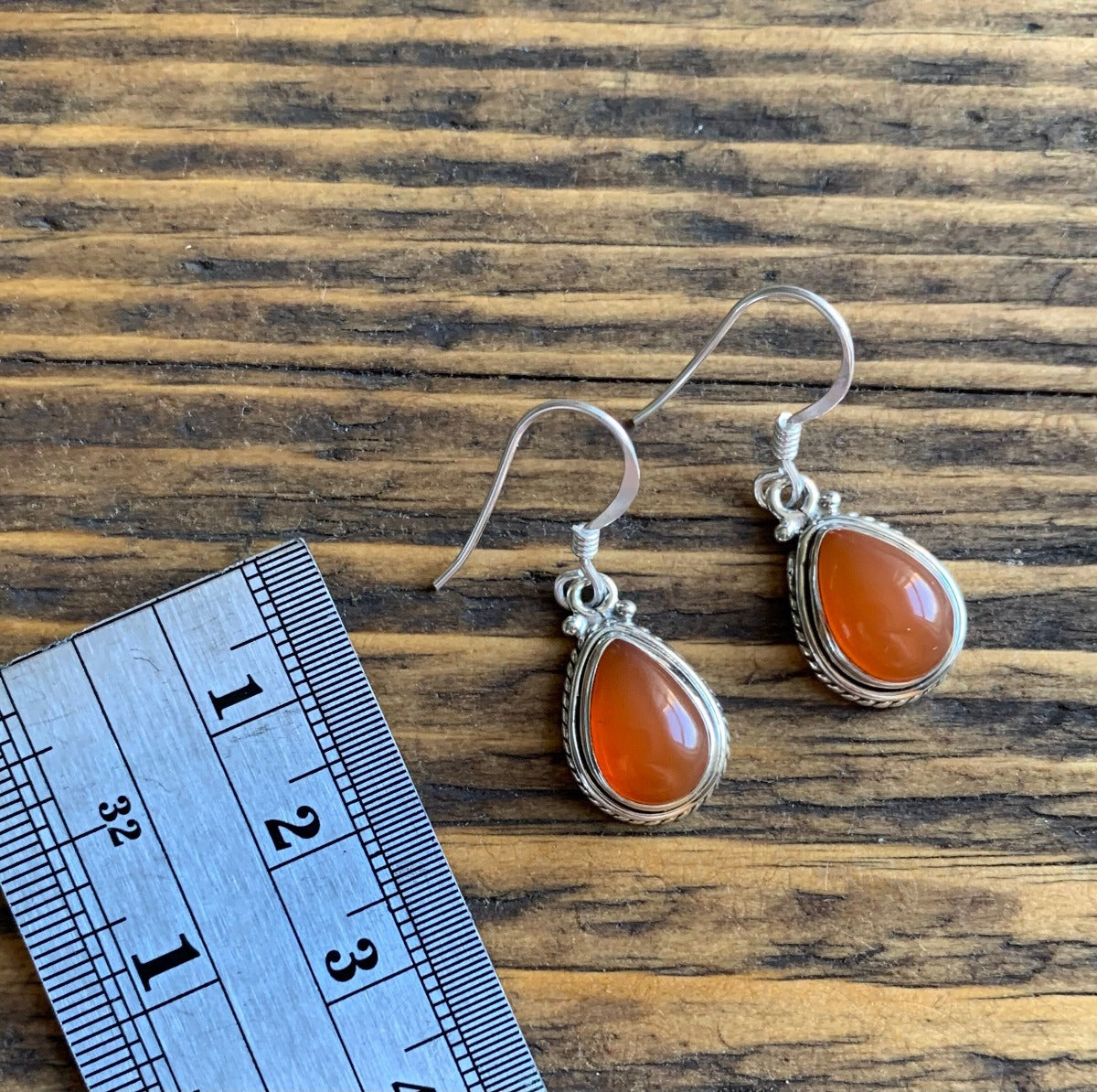 Sterling Silver Carnelian Teardrop Earrings by Springwaves