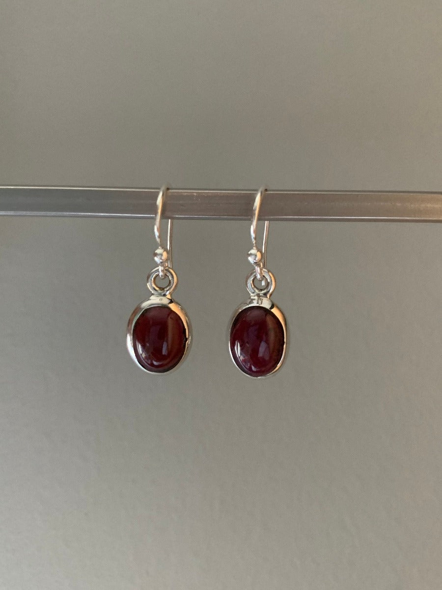 Oval Deep Red Garnet Earrings for January Birthstone by Springwaves
