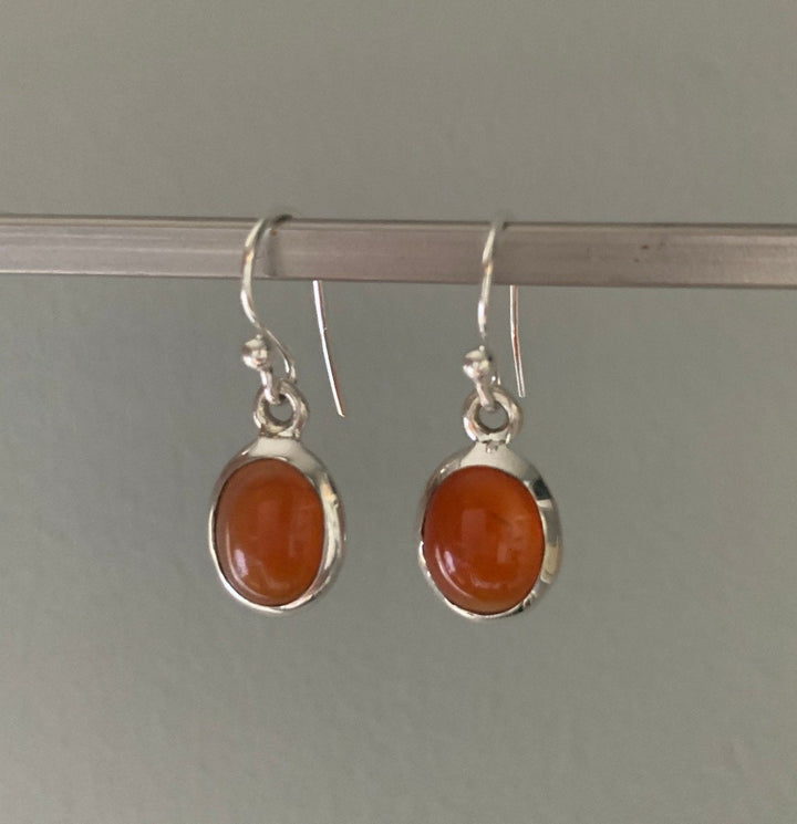 Classic Carnelian Oval Sterling Silver Earrings