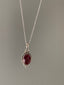 Sterling Silver Boho Oval Garnet Necklace Pendant by Springwaves