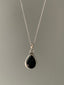Black Onyx Teardrop Silver Pendant Necklace by Springwaves