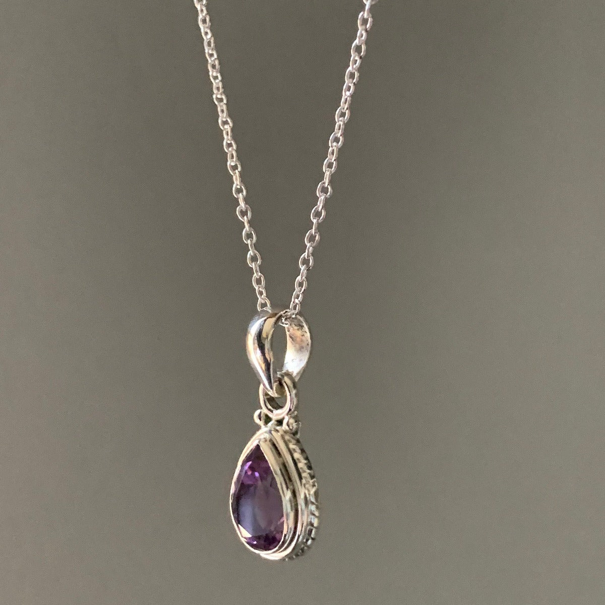 Dainty Faceted Amethyst Silver Necklace by Springwaves