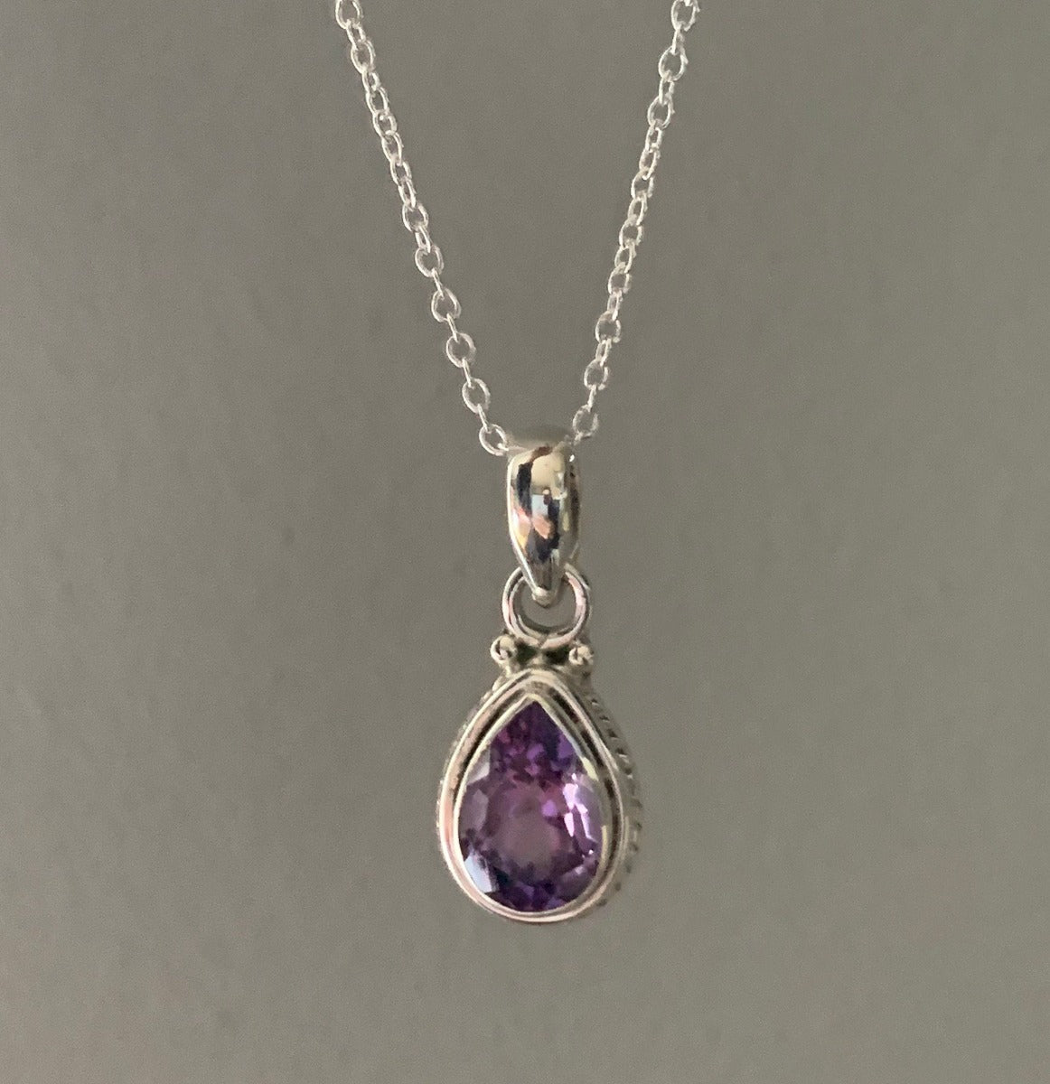 Dainty Faceted Amethyst Silver Necklace by Springwaves