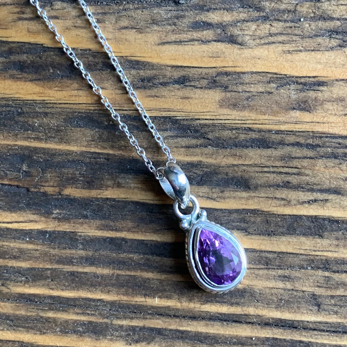 Dainty Faceted Amethyst Silver Necklace by Springwaves