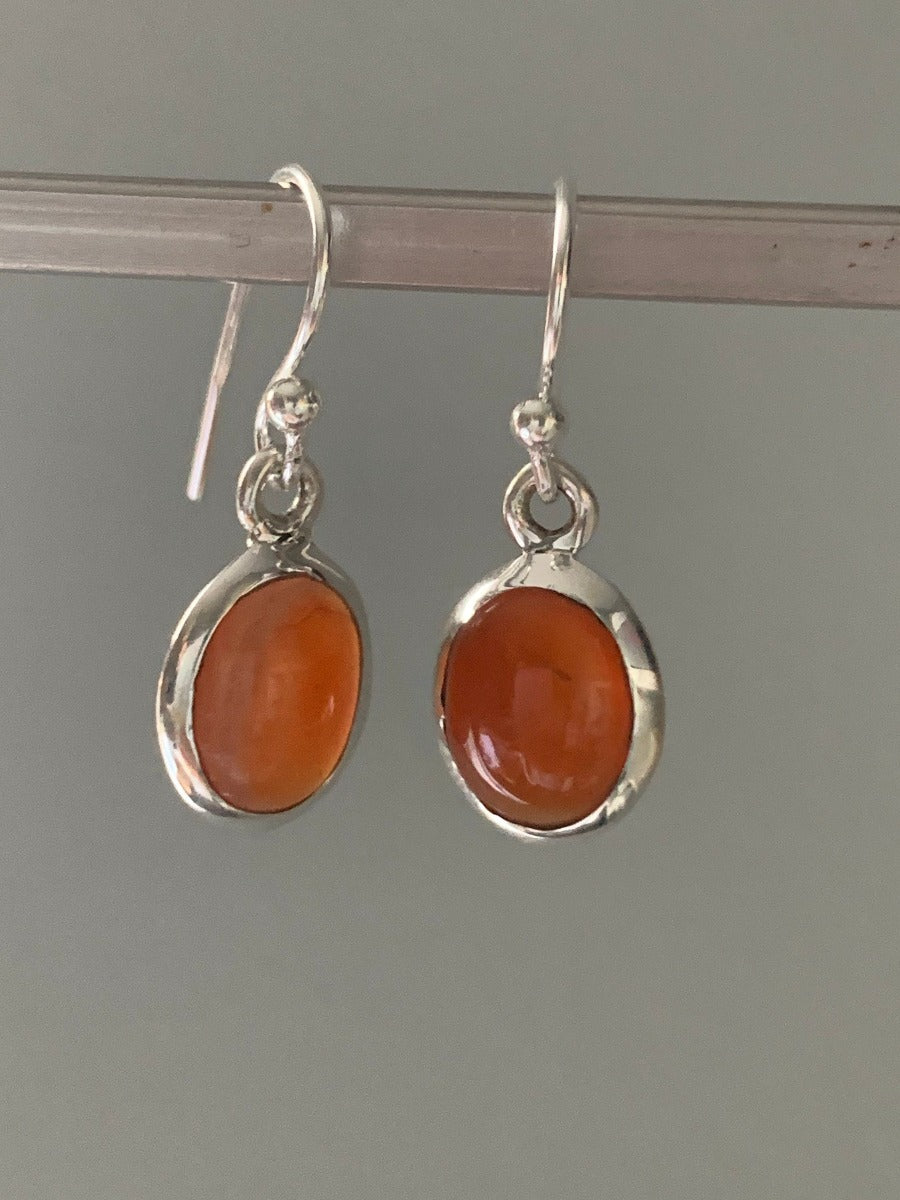 Classic Oval Silver Carnelian Drop Earrings by Springwaves