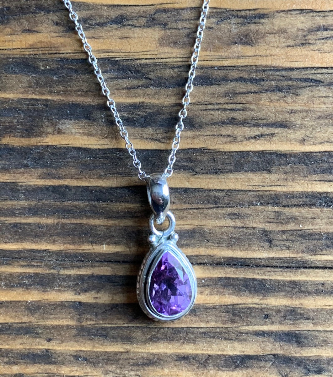 Dainty Faceted Amethyst Silver Necklace by Springwaves
