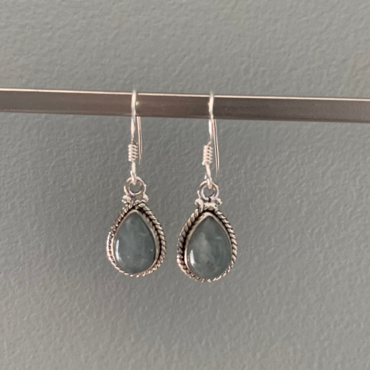 Silver Aquamarine Teardrop Earrings for a March Birthstone - Springwaves