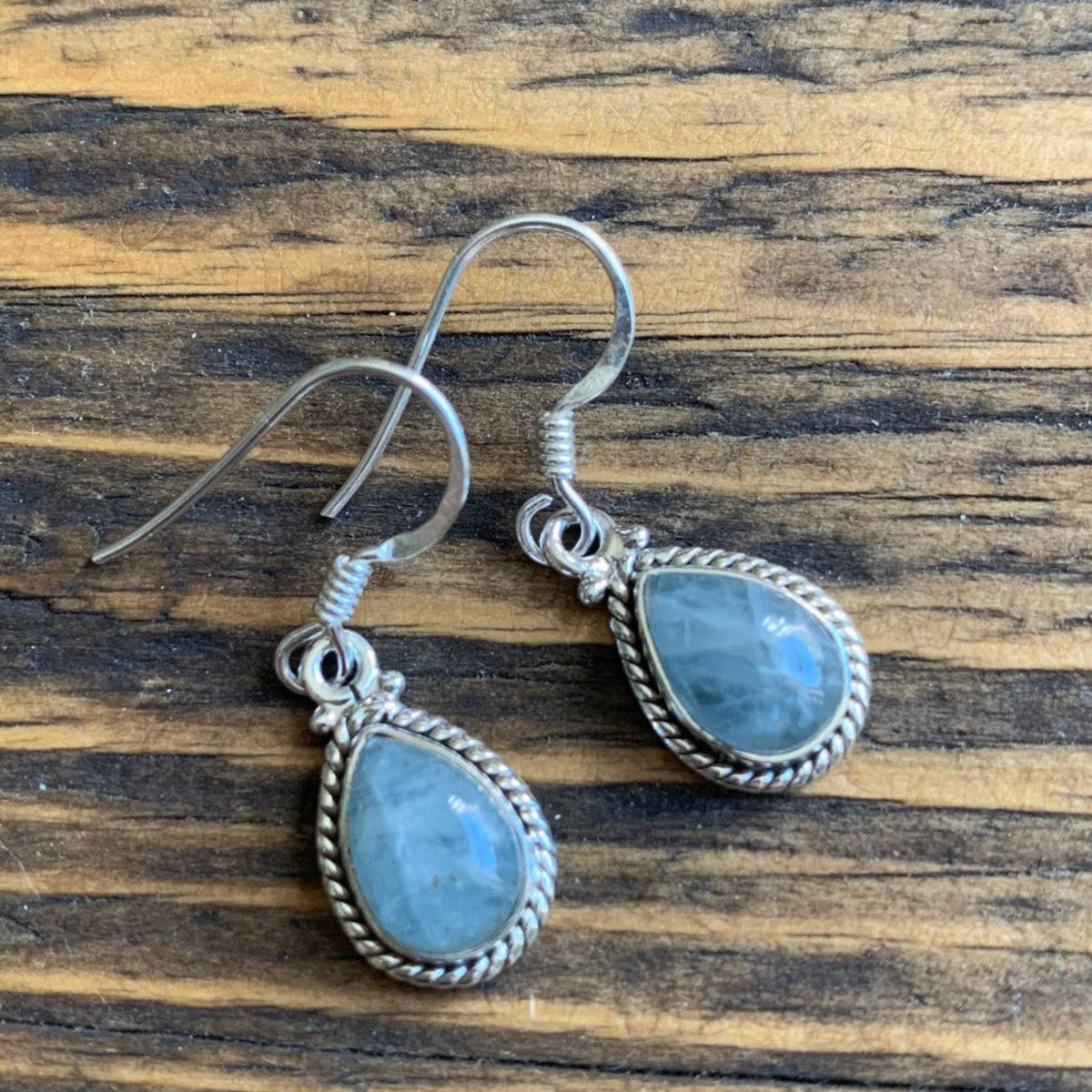 Silver Aquamarine Teardrop Earrings for a March Birthstone - Springwaves