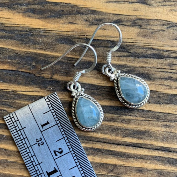 Silver Aquamarine Teardrop Earrings for a March Birthstone - Springwaves