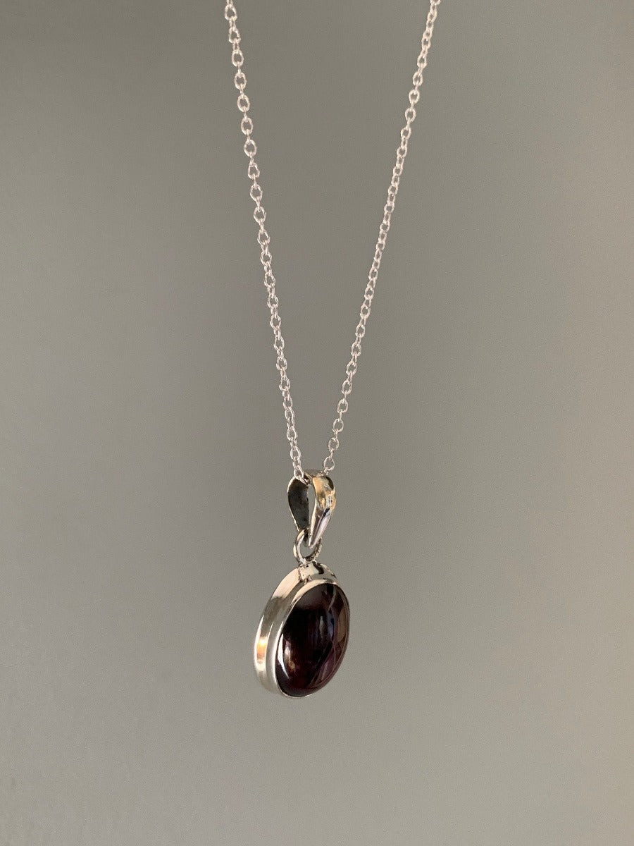 Classic Oval Garnet Sterling Silver Necklace by Springwaves
