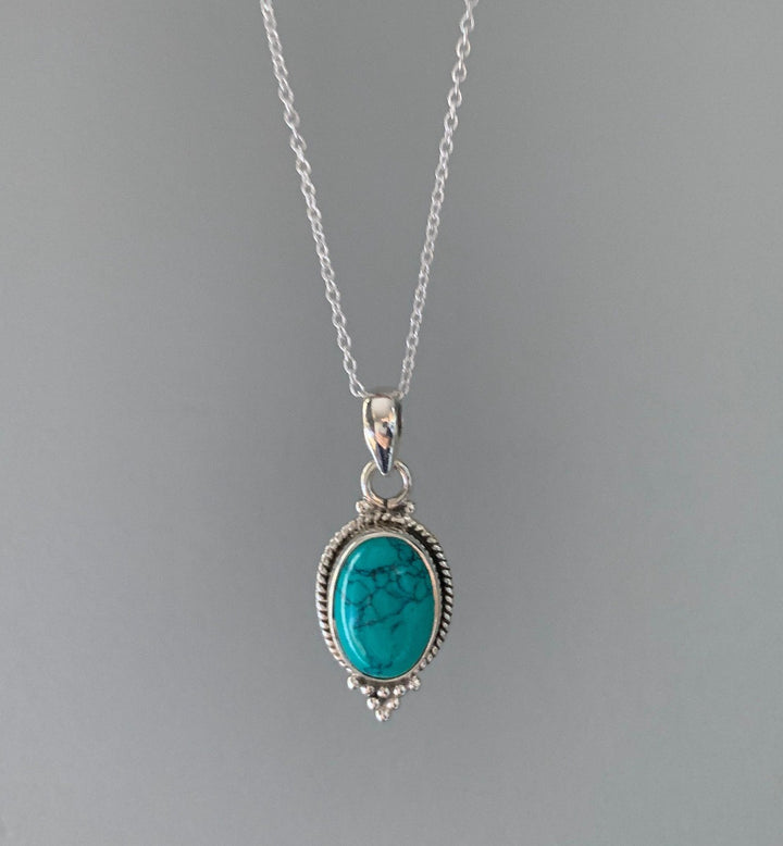 Boho Turquoise Oval Pendant Necklace