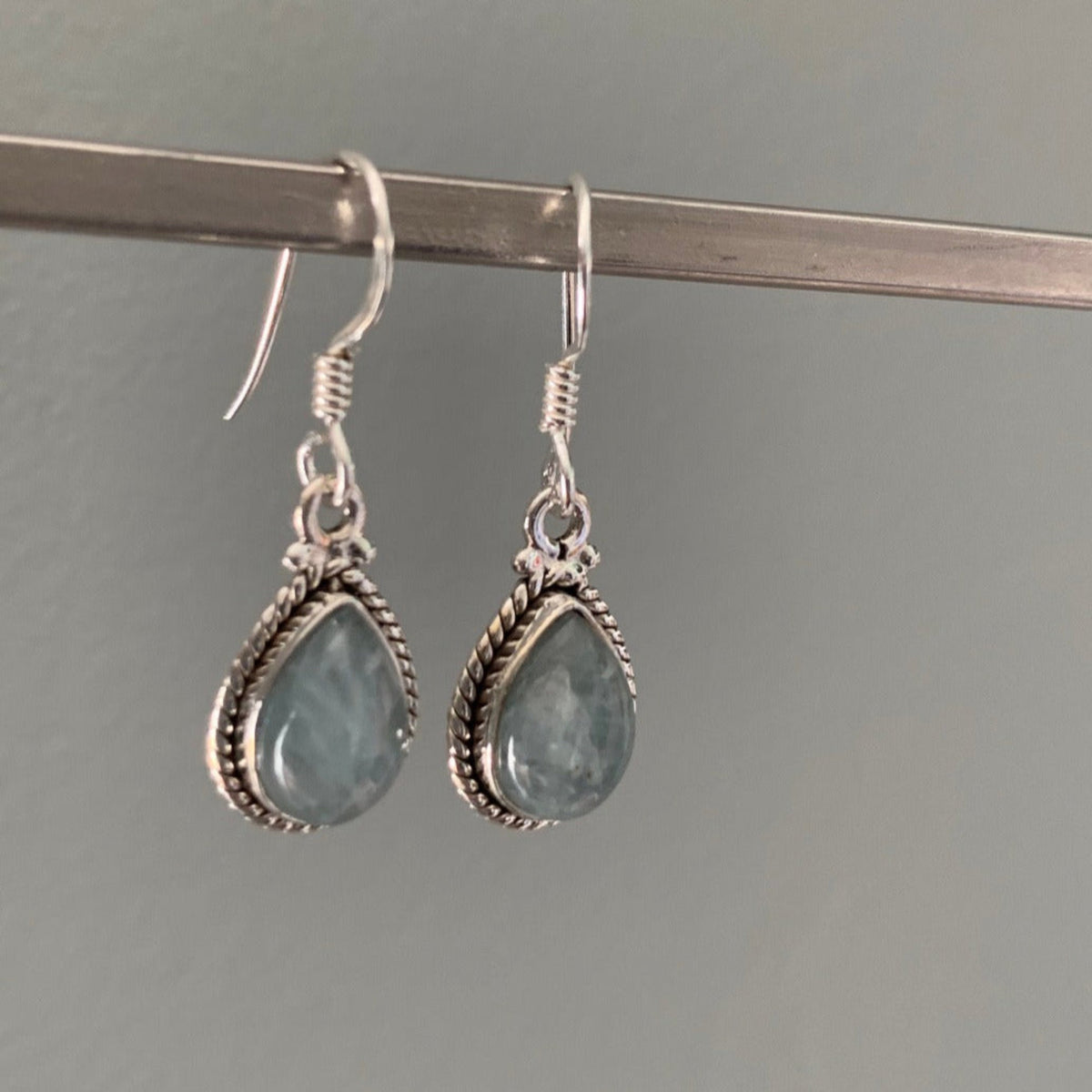 Silver Aquamarine Teardrop Earrings for a March Birthstone - Springwaves