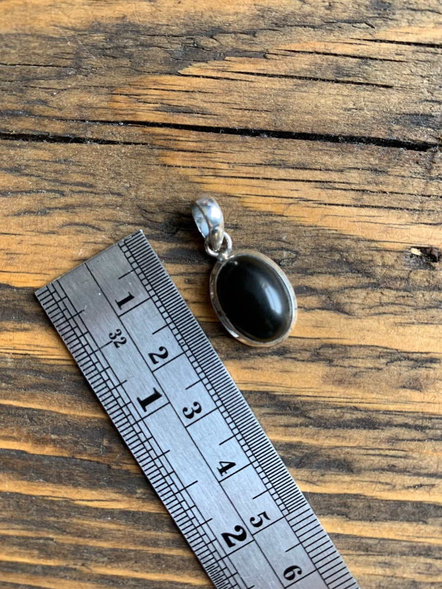 Sterling Silver Classic Oval Black Onyx Necklace by Springwaves