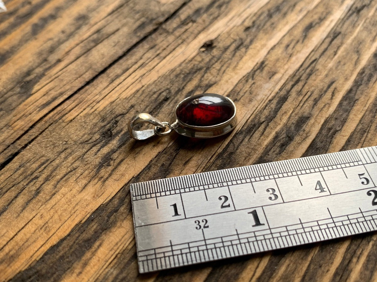 Classic Oval Garnet Sterling Silver Necklace by Springwaves