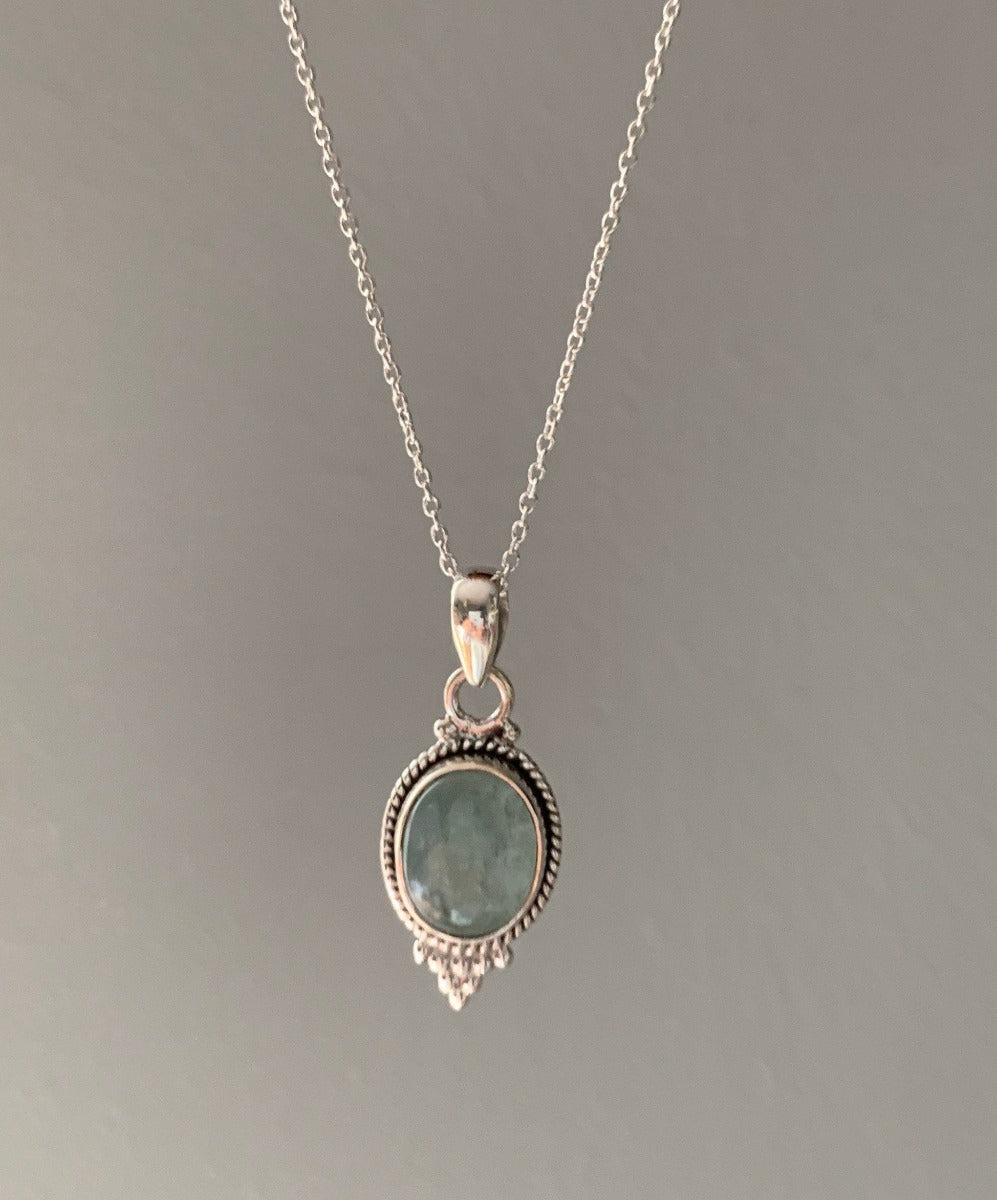 Dainty Oval Aquamarine Silver Necklace by Springwaves