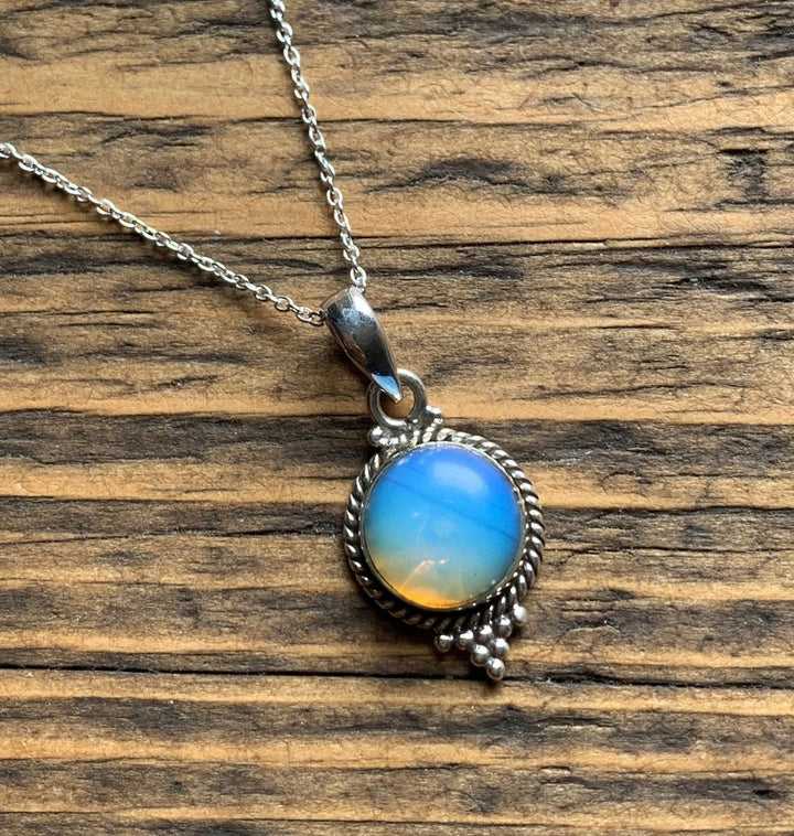 Boho Opalite Round Pendant Necklace