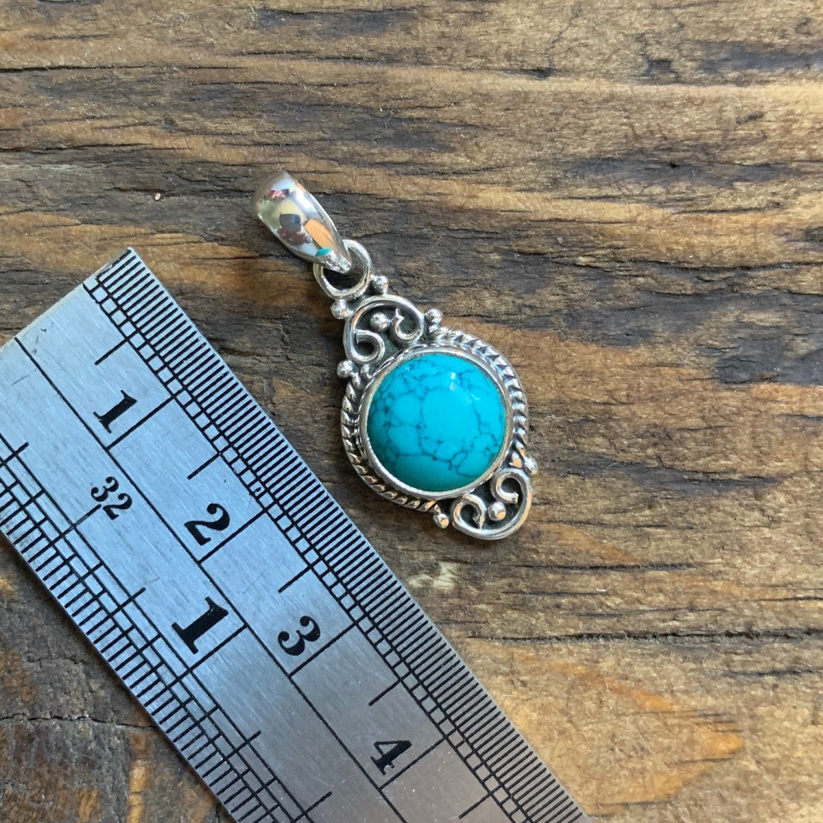 Turquoise Dainty Elegant Flower Pendant Necklace by Springwaves
