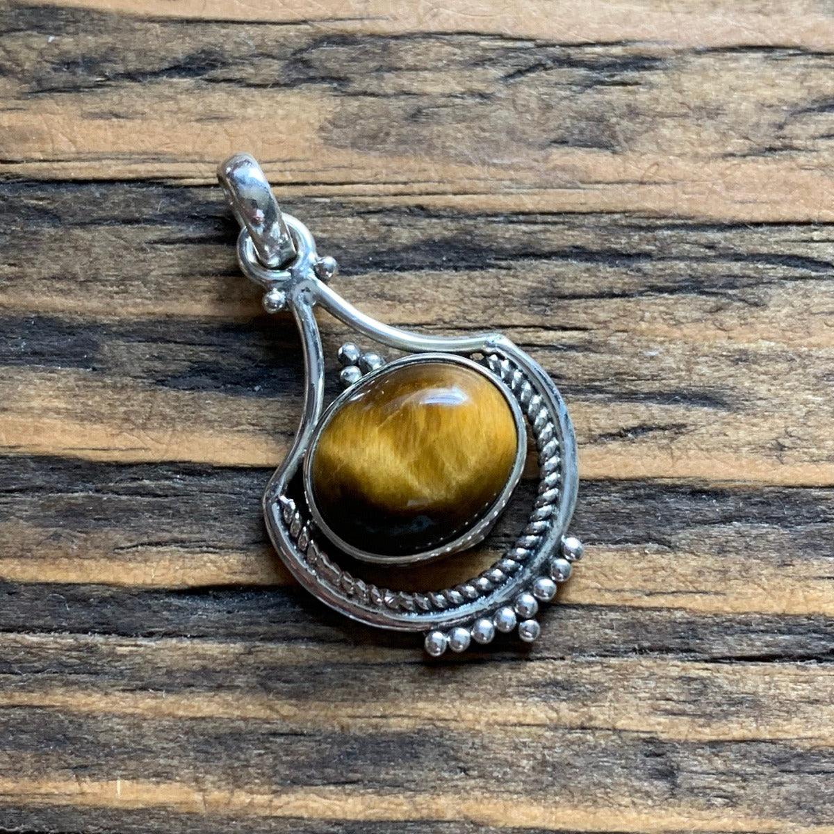 Ornate Tiger Eye Sterling Silver Necklace by Springwaves