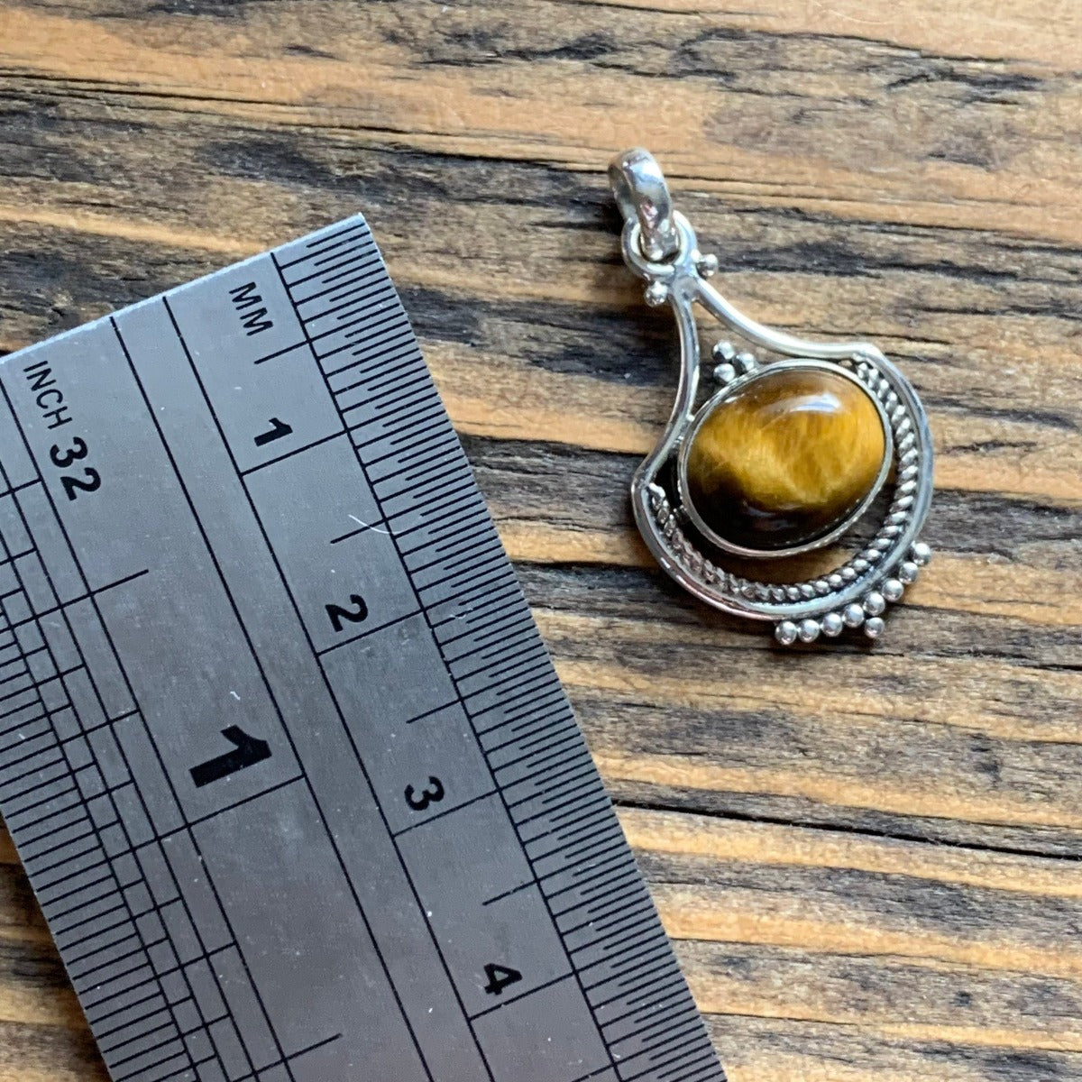 Ornate Tiger Eye Sterling Silver Necklace by Springwaves