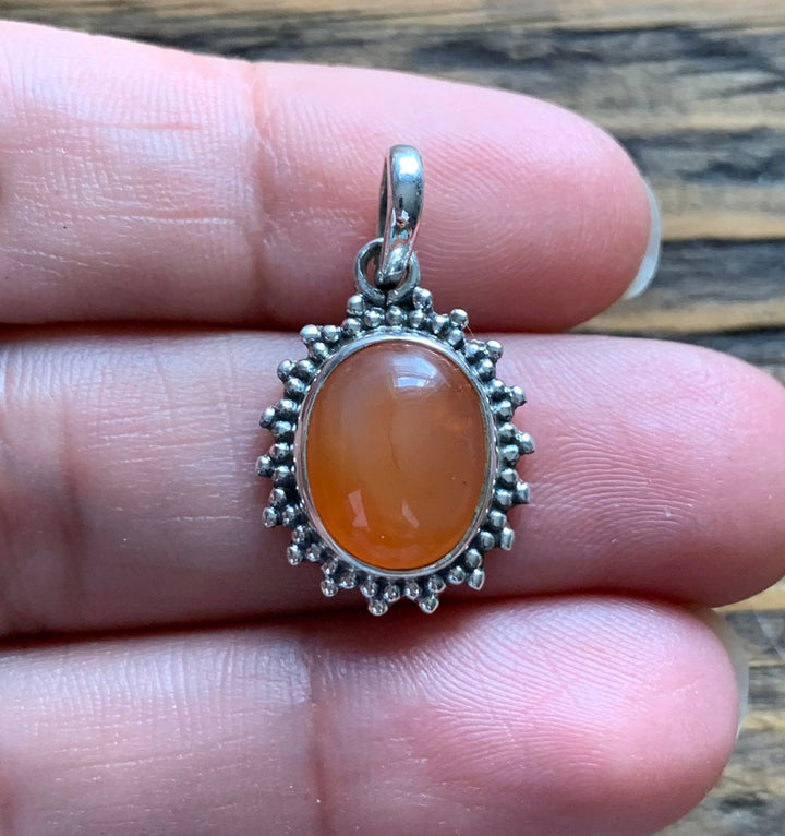 Carnelian Sunburst Oval Necklace