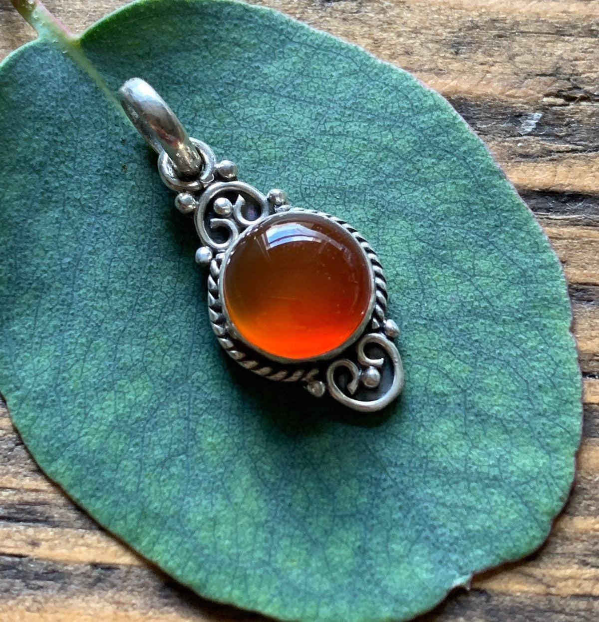 Carnelian Dainty Elegant Flower Pendant Necklace by Springwaves