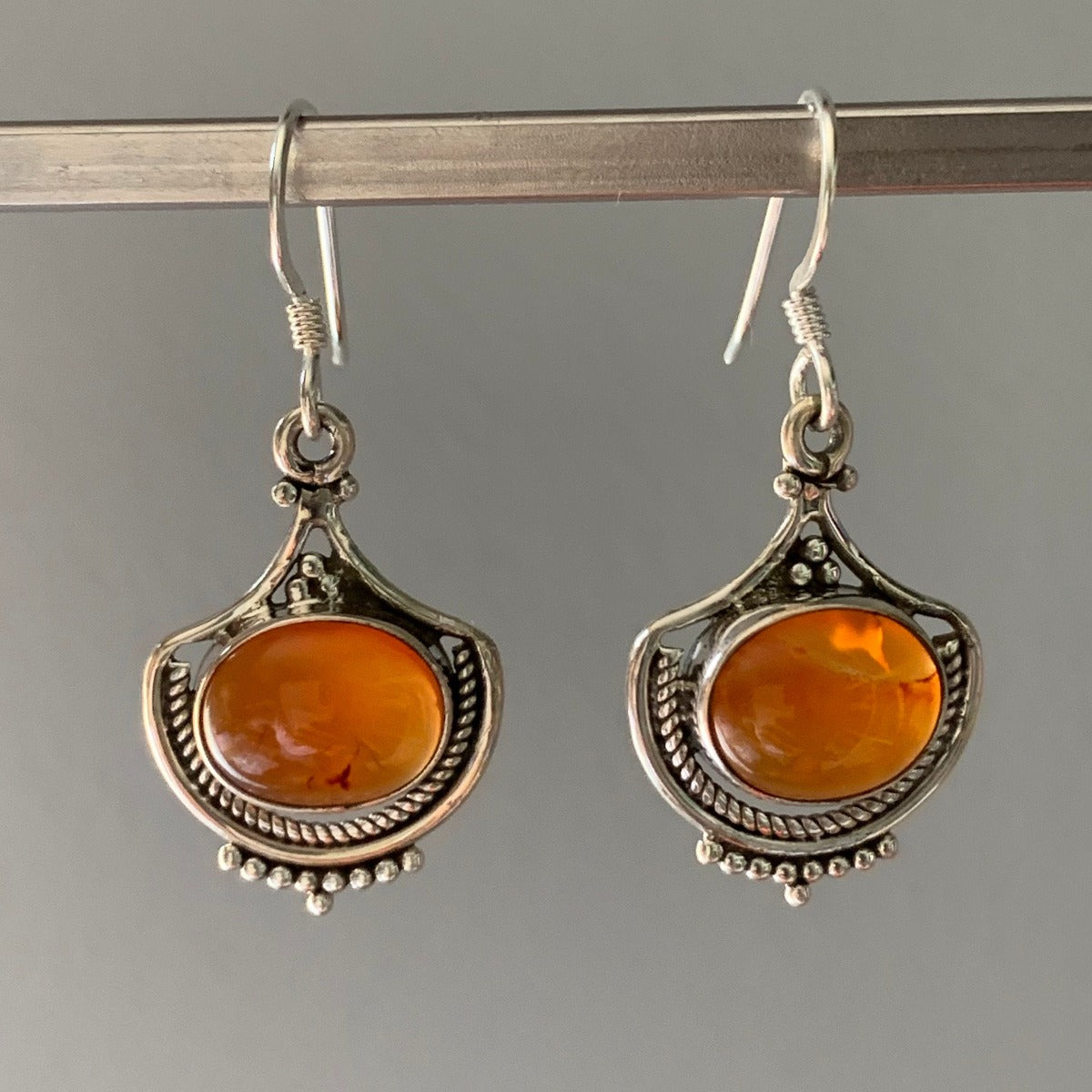 Ornate Carnelian Sterling Silver Drop Earrings by Springwaves