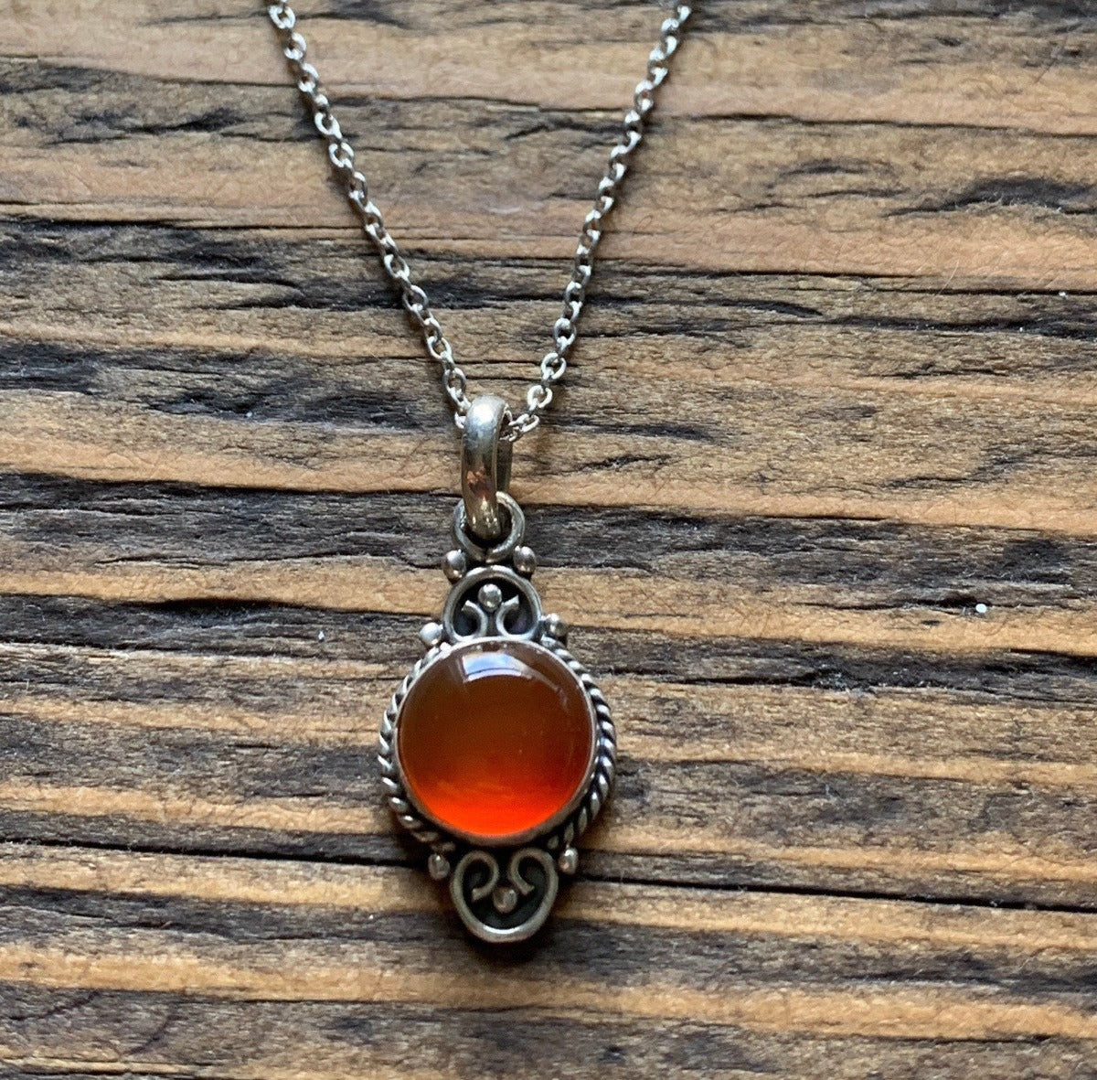 Carnelian Dainty Elegant Flower Pendant Necklace by Springwaves