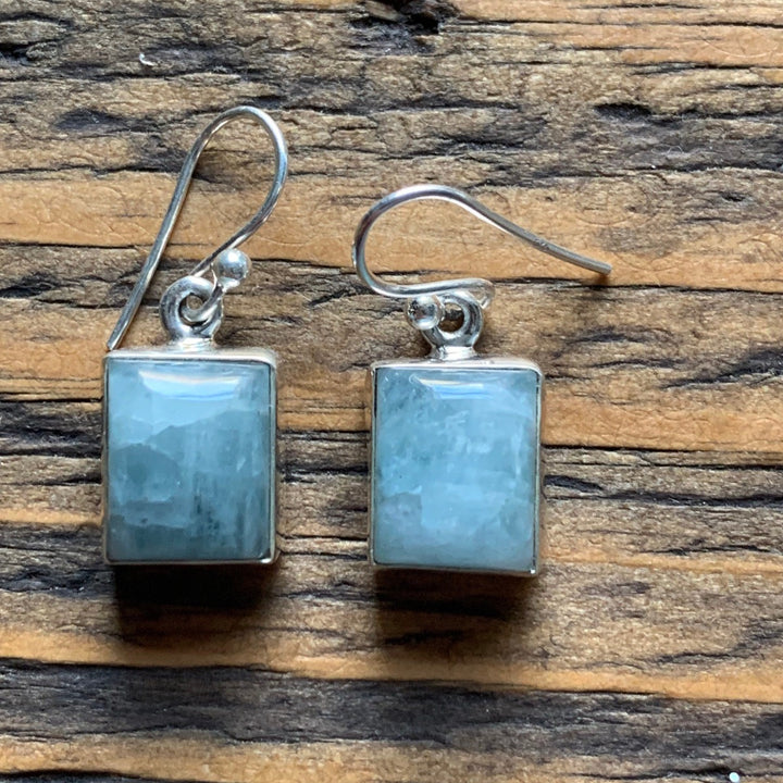 Rectangular Aquamarine Drop Earrings