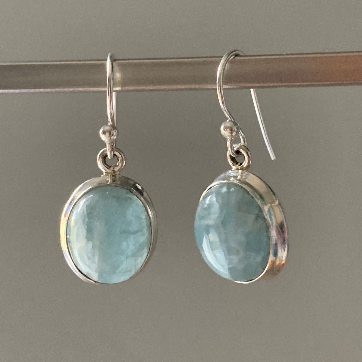 Classic Oval Silver Aquamarine Drop Earrings by Springwaves