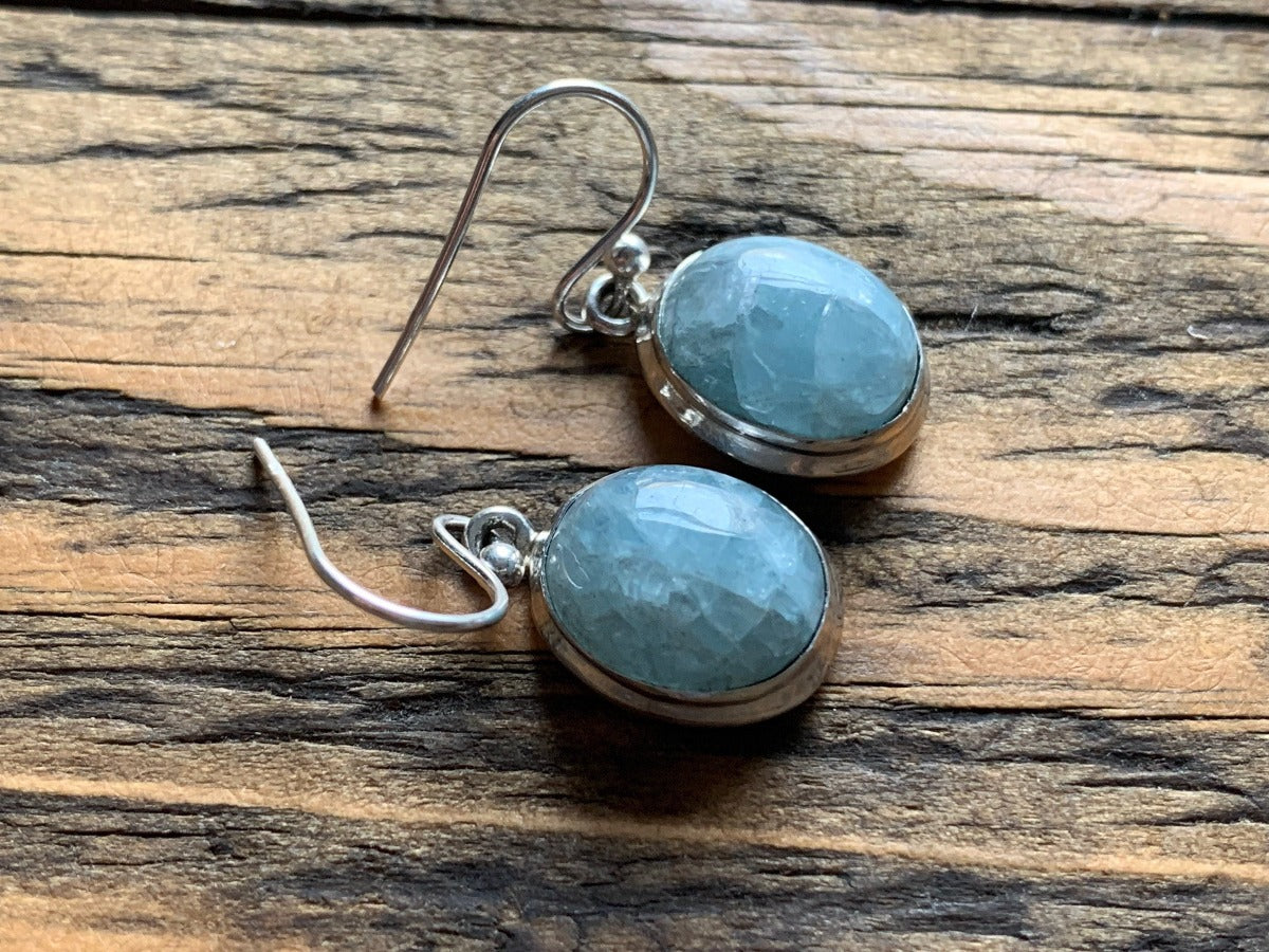 Classic Oval Silver Aquamarine Drop Earrings by Springwaves