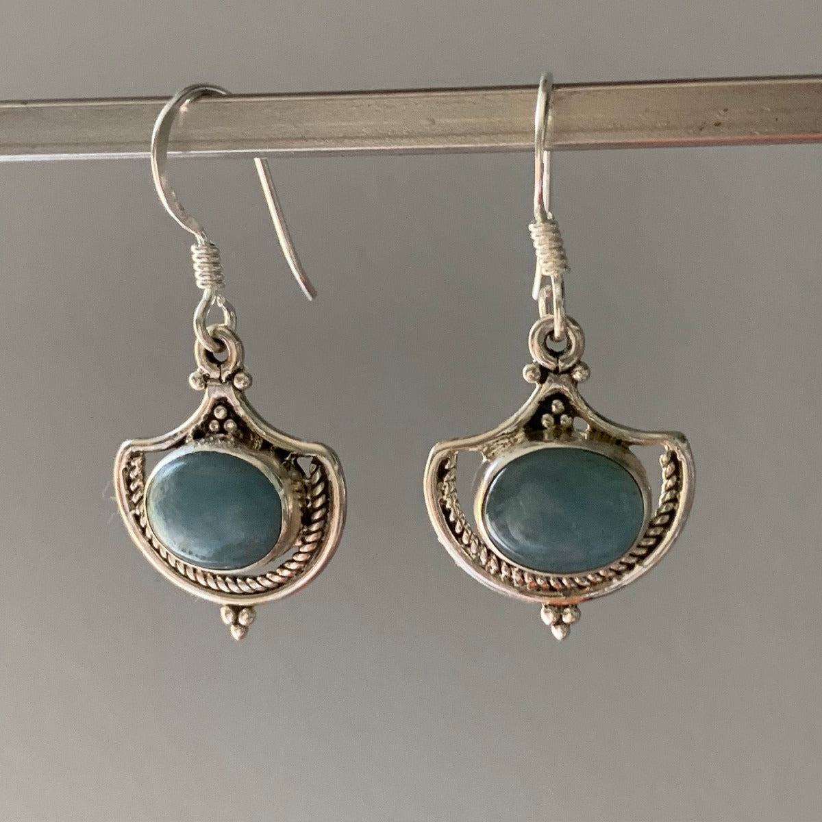 Ornate Aquamarine Sterling Silver Drop Earrings by Springwaves