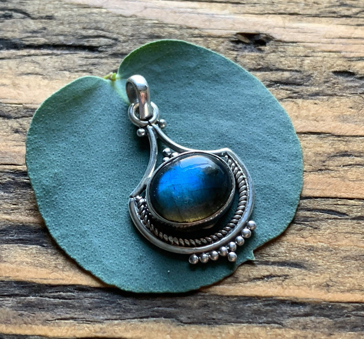 Labradorite Intricate Design Boho Silver Necklace by Springwaves