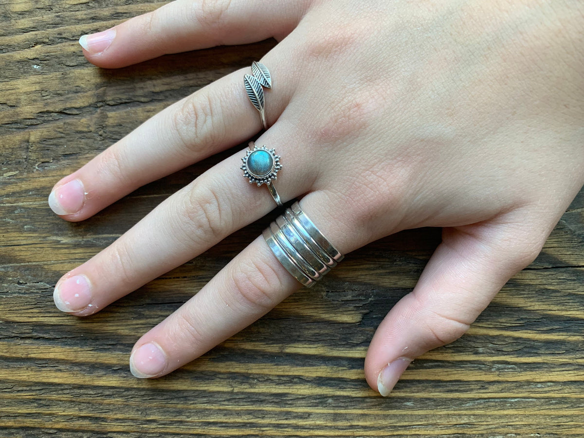 Sterling Silver Wide Layered Adjustable Band Ring- Thumb Ring